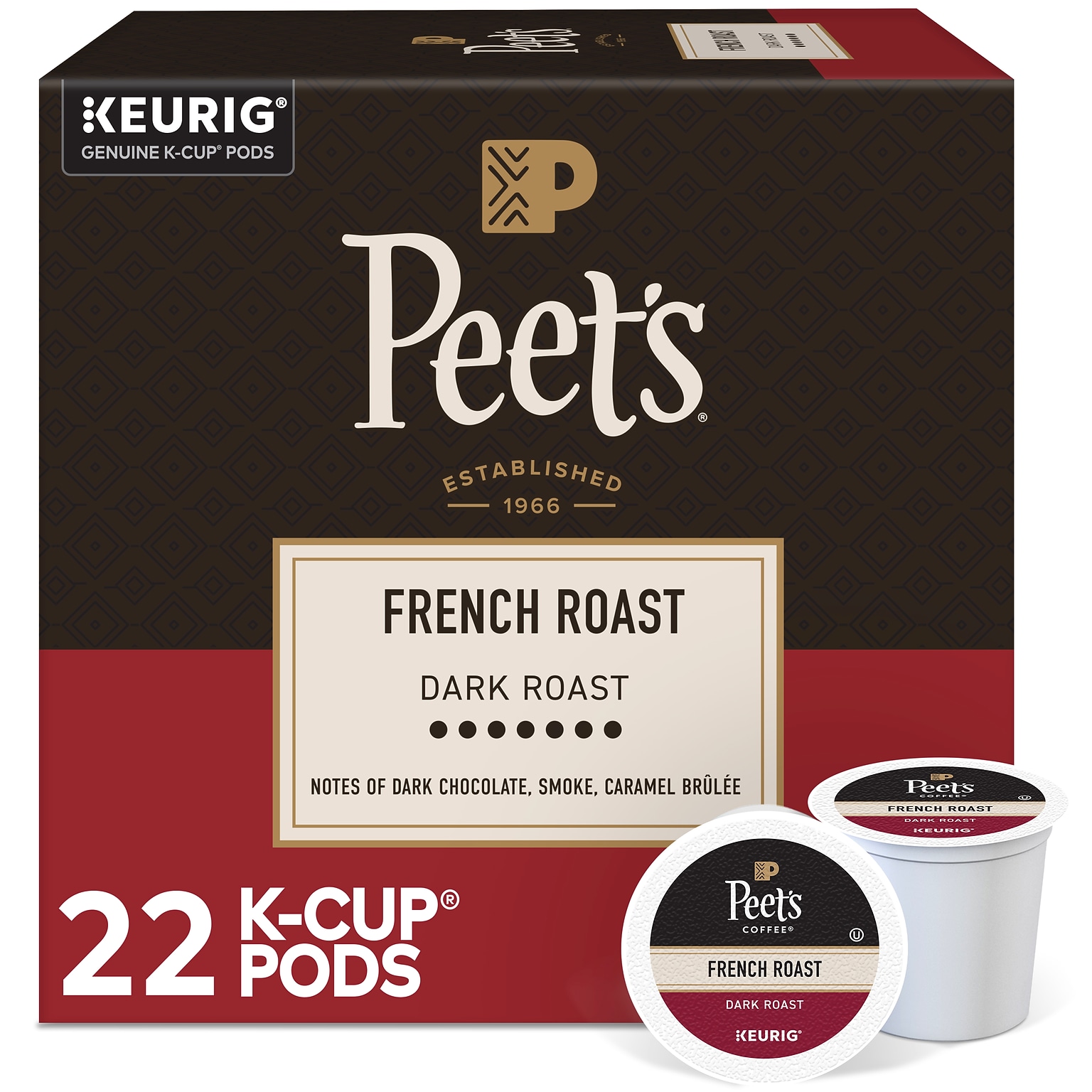 Peets Coffee French Roast Coffee Keurig K-Cup Pods, 22/Box (5000377806)