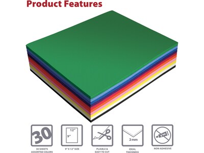 Better Office EVA Foam Sheets, Assorted Colors, 30/Pack (01295)