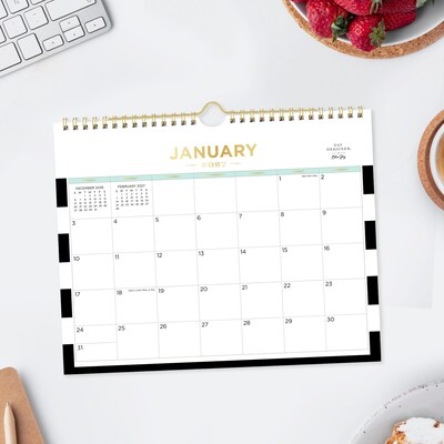 2027 Blue Sky Day Designer 22" x 17" Monthly Desk Calendar, Black/White (163811)