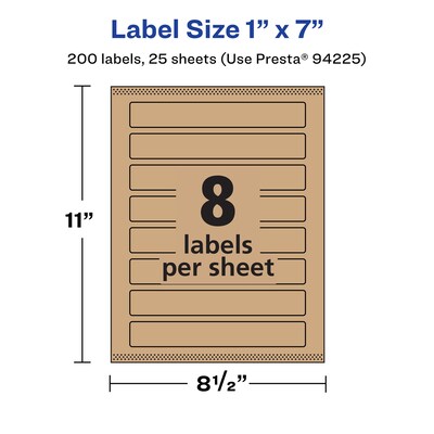 Avery Laser/Inkjet Multipurpose Labels, 7" x ", Kraft Brown, 200/Pack (94225)