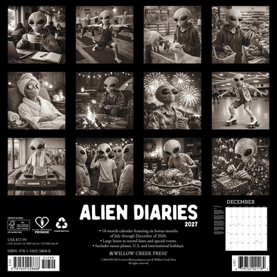 2027 Willow Creek Alien Diaries 12 x 12 Monthly Wall Calendar, Assorted Colors (58688)