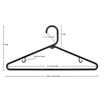 Nahanco Plastic Clothes Hangers, Black, 24/Pack (TBBHU)