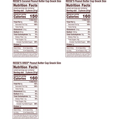 Reese's Snack Size Assorted Flavored Peanut Butter Cups Candy Party Pack, 23.1 oz. (34000464630)