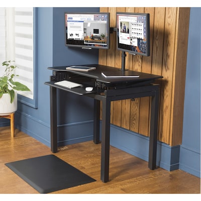 Lorell Adjustable Desk Riser Floor Stand, Black Steel (LLR82015)