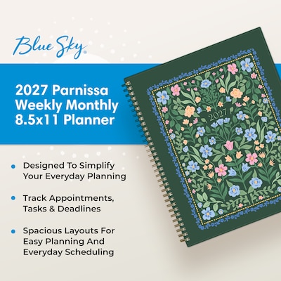 2027 Blue Sky 8.5" x 11" Weekly & Monthly Planner, Parnissa (159912)