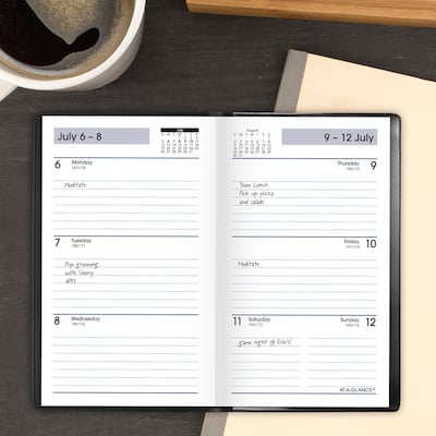 2026-2027 AT-A-GLANCE DayMinder 3.5" x 6" Academic Weekly Planner, Black (AY48-00-27)