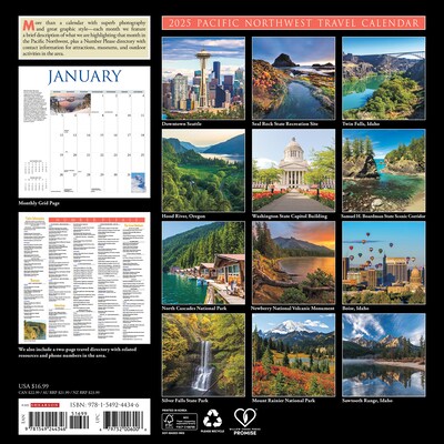 2025 Willow Creek Pacific Northwest 12 x 12 Monthly Wall Calendar (44346)