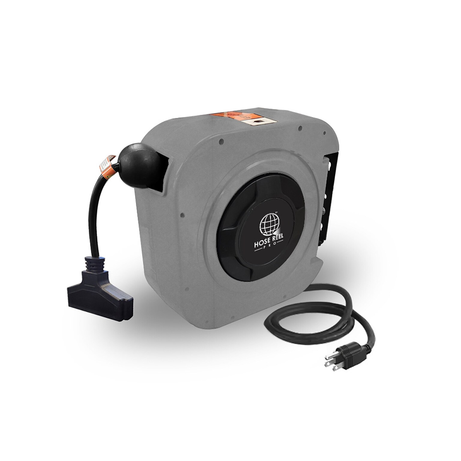 Hose Reel Pro 50 ft. Extension Cord Reel, 3-Outlet, 12 AWG, Gray (EC-GY-50)