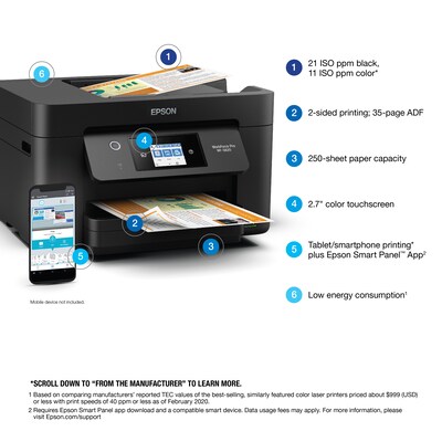 Epson WorkForce Pro WF-3820 Wireless Color All-in-One Inkjet Printer (C11CJ07201)