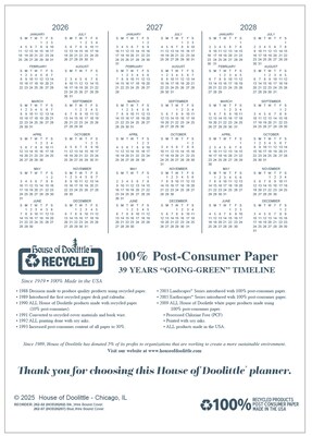 2026 House of Doolittle 8.5" x 11" Calendar Year Monthly Planner, Faux Leather Cover, Blue (26207-26)