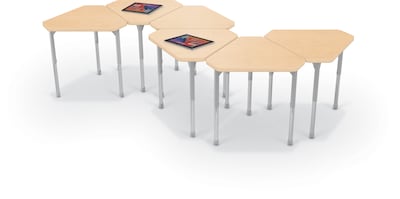 MooreCo Hierarchy Monroe Desk, 30"W x 27"D, Fusion Maple/Platinum Base (703673562959)