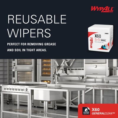 WypAll GeneralClean X60 Nylon Cleaning Wipers, 12" x 12.5", White, 76 Wipers/Box, 12/Carton (34865)