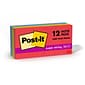 Post-it Super Sticky Notes, 3" x 3", Playful Primaries Collection, 90 Sheet/Pad, 12 Pads/Pack (65412SSAN)