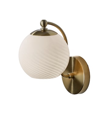 Adesso Incandescent Swirl Wall Lamp, 12H, Antique Brass/White Swirl Glosted Glass Shade (3251-21)