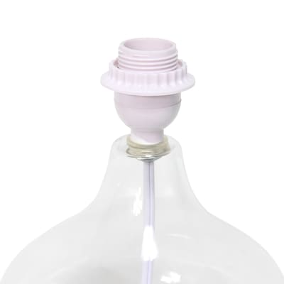 Simple Designs Glass Raindrop Table Lamp Fabric Shade, Clear with White Shade (LT2063-CLW)