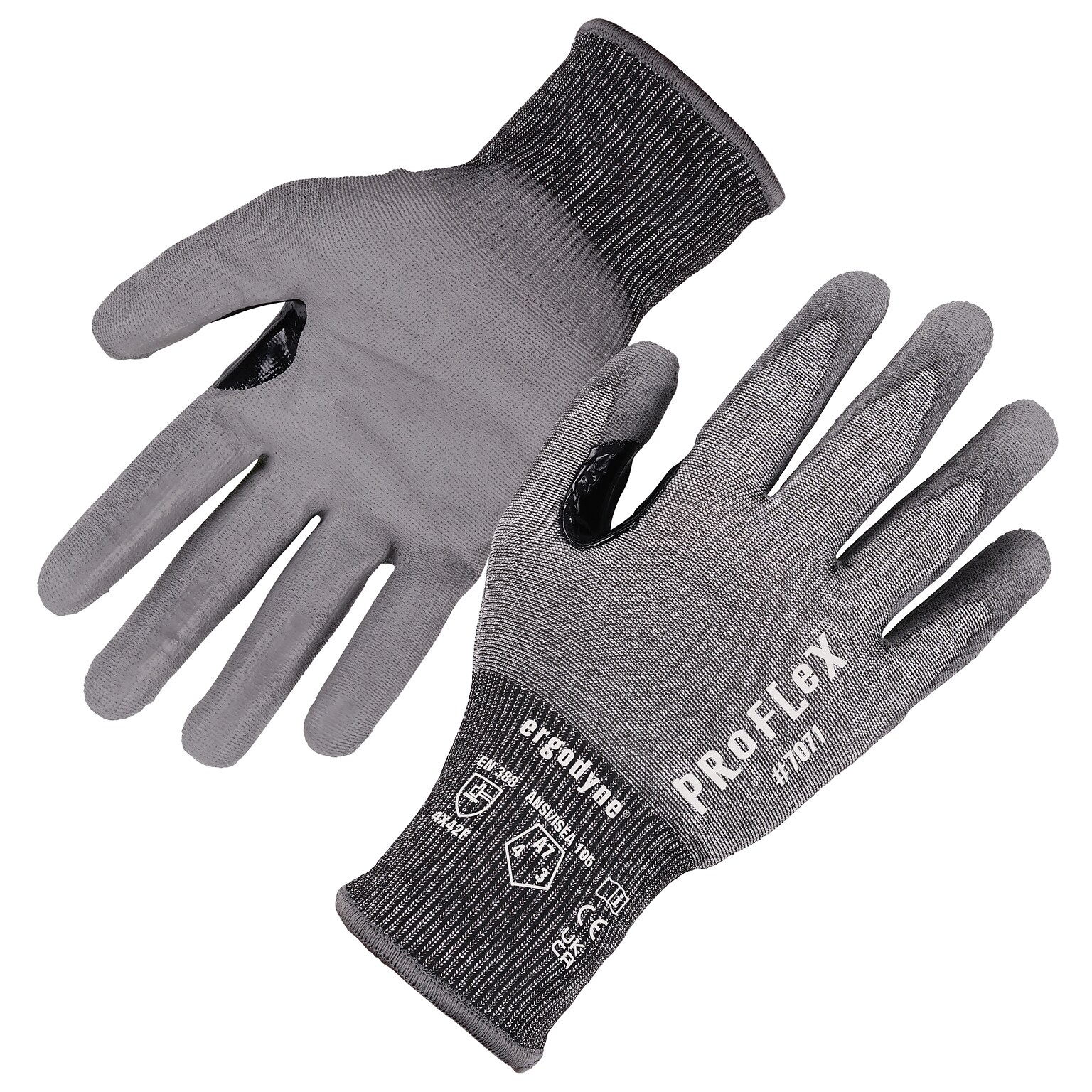 Ergodyne ProFlex 7071 PU Coated Cut-Resistant Gloves, ANSI A7, Gray, XL, 1 Pair (18075)