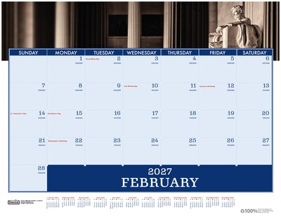 2027 House of Doolittle Americana 22 x 17 Monthly Desk Pad Calendar (141-27)