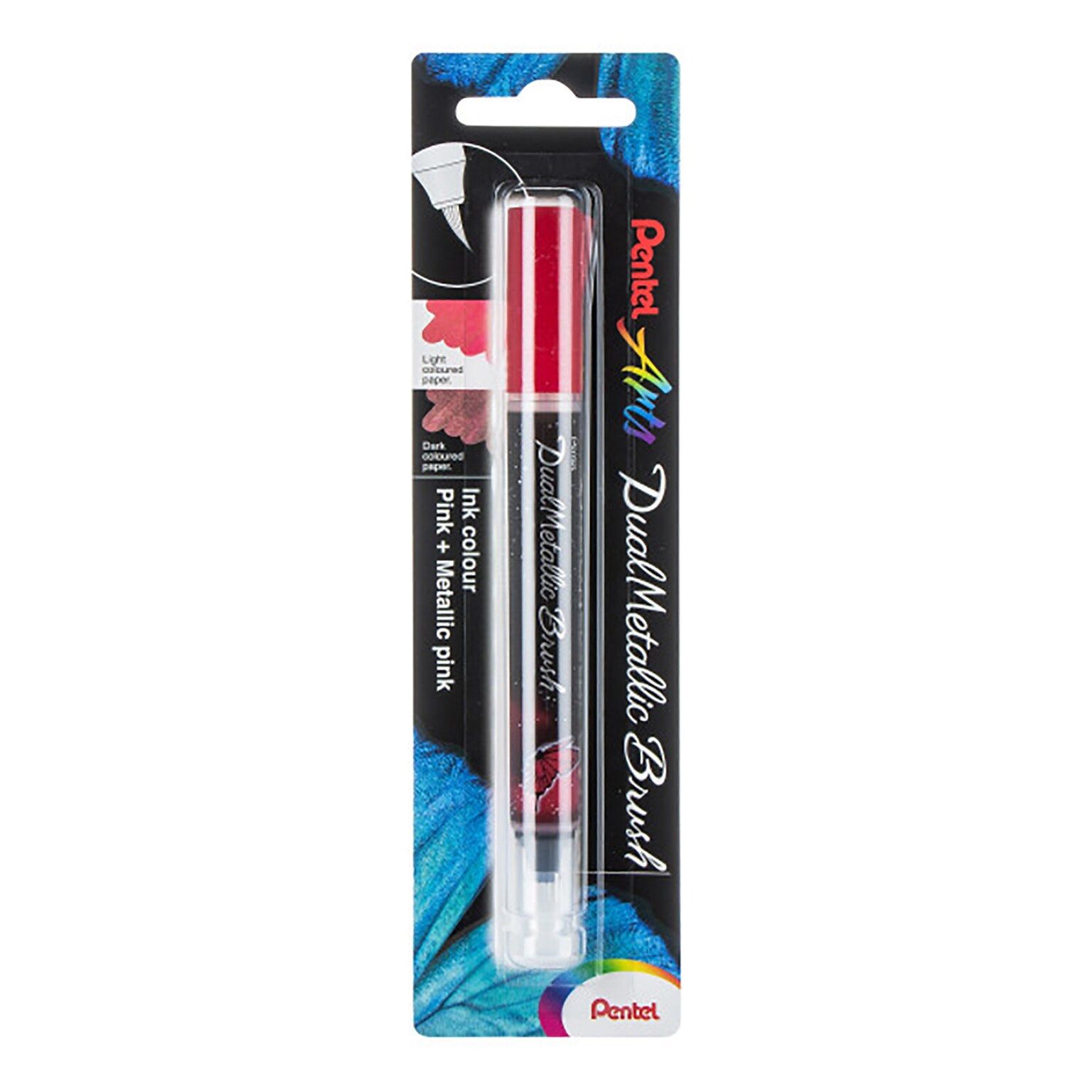 Pentel Arts DualMetallic, Brush, Metallic Pink Ink (PTAXGFHBPDPX)