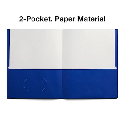 Staples Smooth 2-Pocket Paper Folder, Electric Blue, 25/Box (27534-CC)