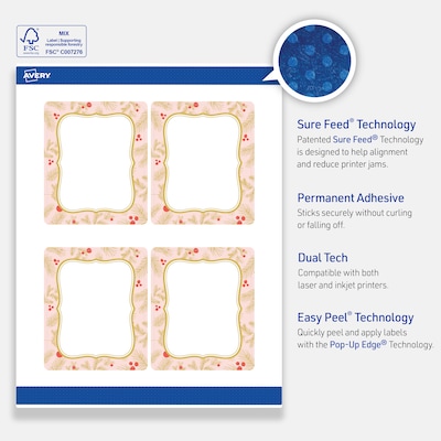 Avery Rectangle Multipurpose Labels, 4" x 3-1/3", White, 40/Pack (19479370487)
