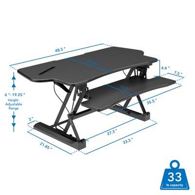 Mount-It! 48"W Rectangular Adjustable Metal Standing Desk Converter, Black (MI-7925)