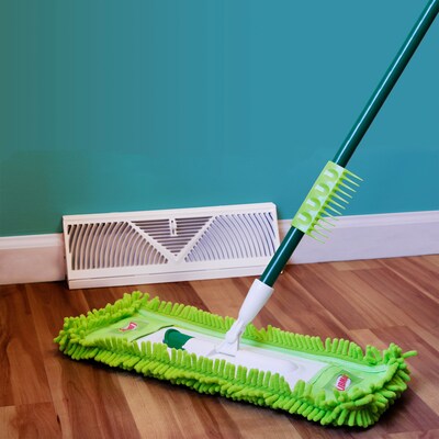 Libman QuickGlide Microfiber 15.5" Dust Mop Pad, Green, 6/Carton (196)
