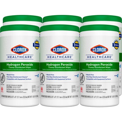 Clorox Healthcare Hydrogen Peroxide Cleaner Disinfectant Wipes, 95 Wipes/Container, 6/Carton (CXS30824CT)