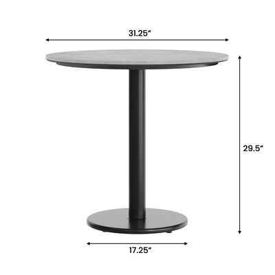 Flash Furniture Acadia 31.25" Round Wooden Dining Table with Round Base, Gray Faux Concrete/Black Base (STRD31CGTR18)