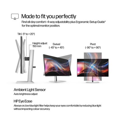HP Series 7 Pro 27" QHD IPS 120Hz LED AMD FreeSync Monitor, Height Adjustable, Universal Docking Station, Natural Silver