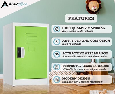 AdirOffice 24"H Single Tier Green Storage Locker (ADI629-02-GRN-DL)