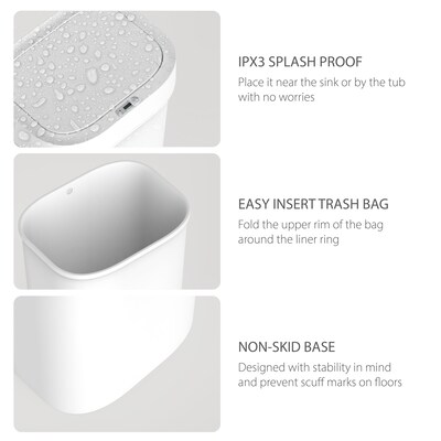 Nine Stars Plastic Motion Sensor Trash Can, 13.2 Gallon, White (DZT-50-44S)