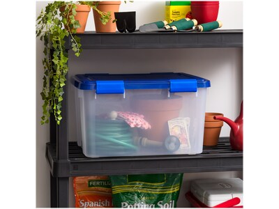 Iris WeatherPro 55.7 Qt. Latch Lid Storage Bin, Clear/Blue (500201)