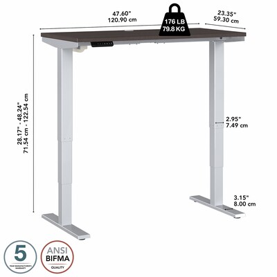 Bush Business Furniture Move 40 Series 28''-48'' Adjustable Standing Desk, Storm Gray/Cool Gray Metallic (M4S4824SGSK)