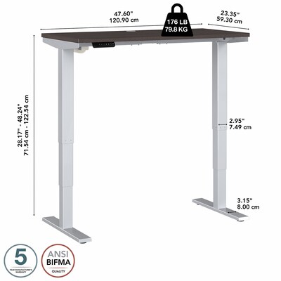 Bush Business Furniture Move 40 Series 48"W Electric Adjustable Standing Desk, Storm Gray/Cool Gray Metallic (M4S4824SGSK)