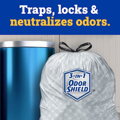 Glad ForceFlex Tall 13 Gallon Drawstring Kitchen Trash Bag, Grey, 100 Total Bags (70427)