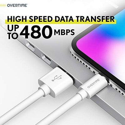 Overtime Apple MFI Certified Lightning to USB-A Charging Cable, 10ft., White (MFIWHITE10FT)