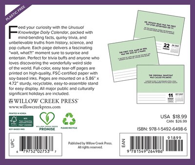 2027 Willow Creek Daily Desk Calendar of Unusual Knowledge 5.4 x 6.2 Day-to-Day Calendar (64986)