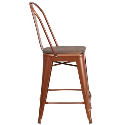 Flash Furniture Blake Contemporary Metal Vertical Back Counter Height Stool, Copper, 4-Pieces/Pack (4ET353424POCW)