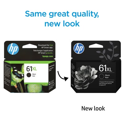 HP 61XL Black High Yield Ink Cartridge, Prints Up to 430 Pages (CH563WN#140)