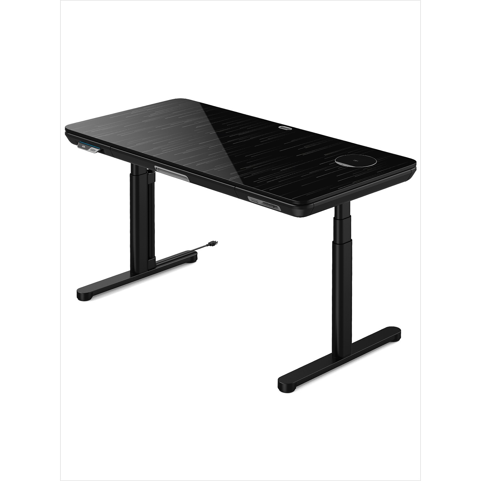 ErgoAV 57W Electric Rectangular Adjustable Glass Standing Desk, Galaxy Glass (ERDS1-01G)