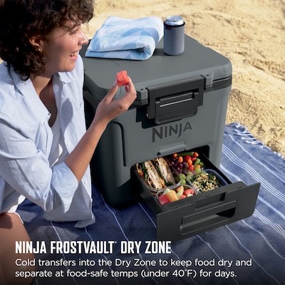 Ninja FrostVault 30-Qt. Wheeled Cooler with Cold Dry Zone, Charcoal Gray (FB230CG)