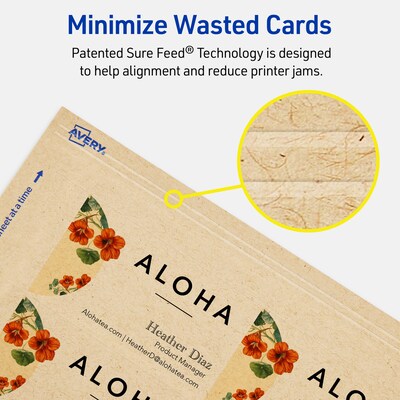 Avery Business Cards, 2" x 3-1/2", Matte Kraft Brown, 400/Box (95319)