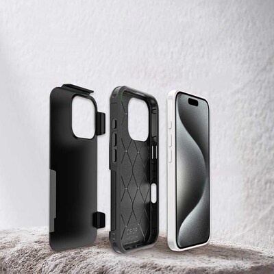 SaharaCase Raider MagSafe Phone Case with Magnetic Wallet for iPhone 16 Pro, Shock Absorbing, Scorpion Black (CP00667)