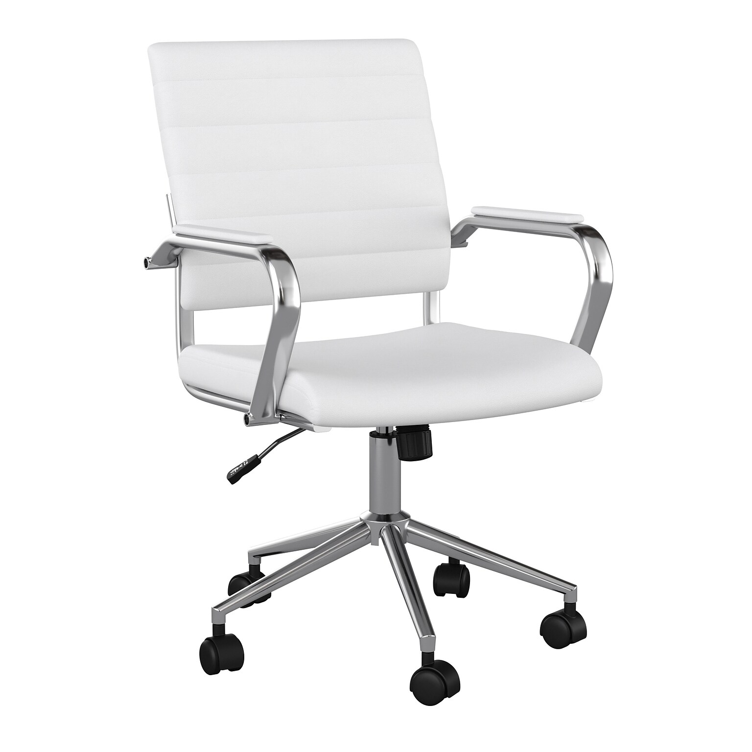 Martha Stewart Piper Faux Leather Swivel Executive Chair, White/Polished Nickel (CH2209212WH)