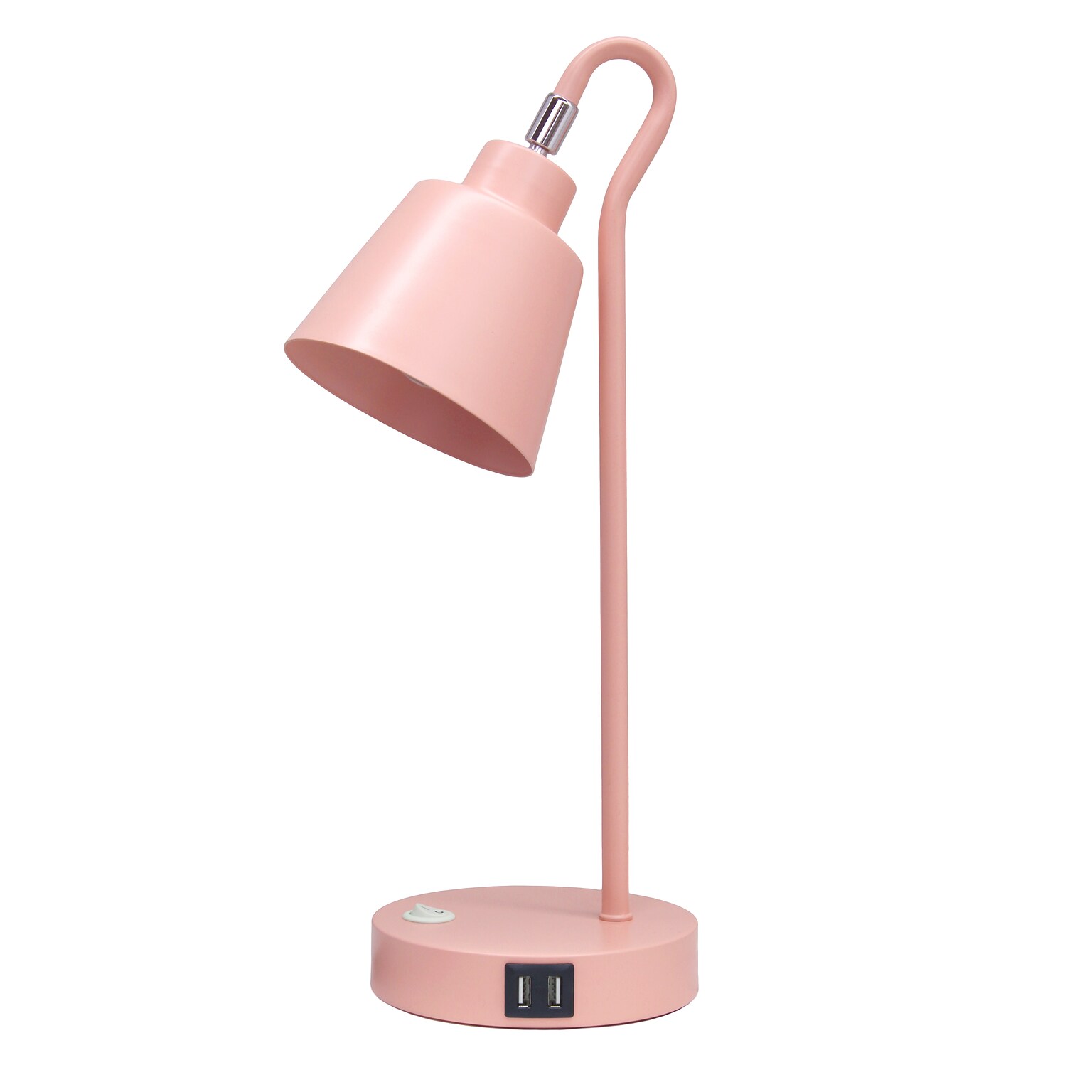 Simple Designs Sleek Essentials LED Desk Lamp, 16, with USB Ports, Blush Pink (LD1073-BPK)