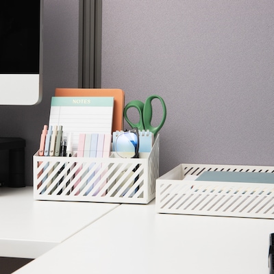 Mind Reader 5-Compartment Metal Desk Organizer, White (MOSORG-WHT)