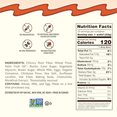 Rip Van Wafels Snickerdoodle Stroopwafels, 1.16 oz., 12 Packs/Box, 12/Box (RVW00377)