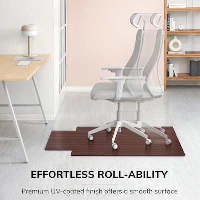 Anji Mountain Standard Bamboo Carpet & Hard Floor Chair Mat with Lip, 36" x 48", Dark Cherry (AMB24004)