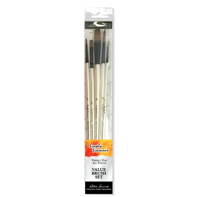 Daler-Rowney Simply Simmons Oil and Acrylic Synthetic Brushes, White, 5/Set, 2 Sets/Bundle (DRWD2555