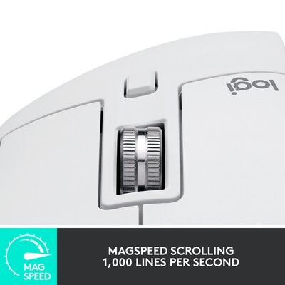 Logitech MX Master 3S Wireless Ergonomic Optical Mouse, Pale Gray (910-006558)